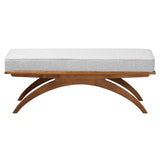 Baxton Studio Orella Japandi Light Grey Boucle Fabric and Walnut Brown Finished Wood Bench