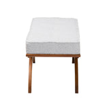 Baxton Studio Orella Japandi Light Grey Boucle Fabric and Walnut Brown Finished Wood Bench