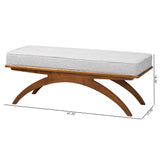 Baxton Studio Orella Japandi Light Grey Boucle Fabric and Walnut Brown Finished Wood Bench