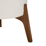 Baxton Studio Elkie Japandi Cream Boucle Fabric and Walnut Brown Finished Wood Ottoman Footstool