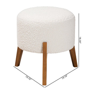 Baxton Studio Baxton Studio Elkie Ottoman - Japandi Cream Boucle Footstool with Walnut Legs for Chic Spaces BBT5474-Maya-Cream/Walnut-Foot Stool