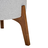 Baxton Studio Elkie Japandi Light Grey Boucle Fabric and Walnut Brown Finished Wood Ottoman Footstool