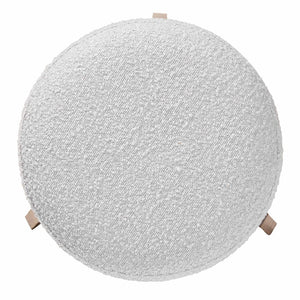 Baxton Studio Baxton Elkie Japandi Ottoman: Light Grey Boucle Footstool with Walnut Legs for Modern Interiors BBT5474-Maya-Sky Grey/Walnut-Foot Stool