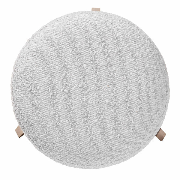 Baxton Studio Baxton Elkie Japandi Ottoman: Light Grey Boucle Footstool with Walnut Legs for Modern Interiors BBT5474-Maya-Sky Grey/Walnut-Foot Stool