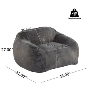 English Elm Christopher Knight Home® - Sezze Gray Faux Fur Bean Bag Chair - Shredded Memory Foam, Hypoallergenic, Space-Saving Comfort N775P265552G