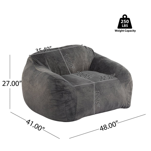 English Elm Christopher Knight Home® - Sezze Gray Faux Fur Bean Bag Chair - Shredded Memory Foam, Hypoallergenic, Space-Saving Comfort N775P265552G