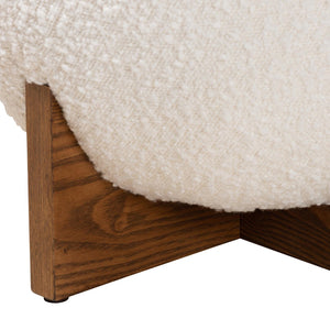 Baxton Studio Baxton Studio Fisk Cream Boucle Ottoman - Japandi Style Footstool with Walnut Cross Legs for Modern Homes BBT5475-Maya-Cream/Walnut-Foot Stool