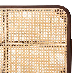 Baxton Studio bali Lainer Queen Size Headboard - Modern Bohemian Design in Dark Brown Bayur Wood & Bamboo Finish LMZ12-Dark Natural/Natural Rattan-Headboard Queen