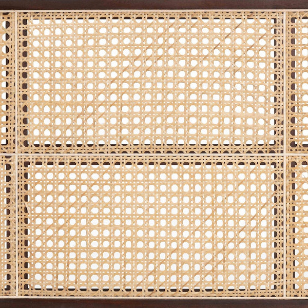 Baxton Studio bali Lainer Queen Size Headboard - Modern Bohemian Design in Dark Brown Bayur Wood & Bamboo Finish LMZ12-Dark Natural/Natural Rattan-Headboard Queen