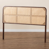 Baxton Studio Bali & Pari Lainer Modern Bohemian Dark Brown Finished Bayur Wood and Natural Rattan Queen Size Headboard