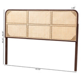 Baxton Studio Bali & Pari Lainer Modern Bohemian Dark Brown Finished Bayur Wood and Natural Rattan Queen Size Headboard