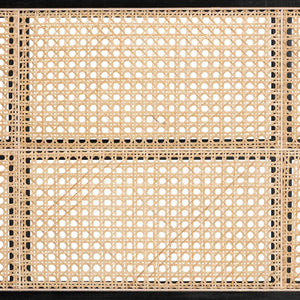 Baxton Studio bali Lainer Modern Bohemian Queen Headboard in Black Bayur Wood & Natural Bamboo - Adjustable Design LMZ12-Black/Natural Rattan-Headboard Queen