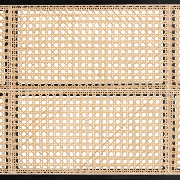 Baxton Studio bali Lainer Modern Bohemian Queen Headboard in Black Bayur Wood & Natural Bamboo - Adjustable Design LMZ12-Black/Natural Rattan-Headboard Queen