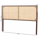 Baxton Studio Bali & Pari Aurelia Modern Bohemian Dark Brown Finished Bayur Wood and Natural Rattan Queen Size Headboard