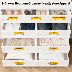 English Elm 7-drawer Steel Dresser Wide Low Profile White Cabinet for Bedroom or Entryway T2398P498868