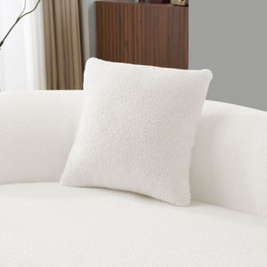 English Elm 66.93 Curved Loveseat 73" Heart-Shaped Teddy Velvet Sofa Full Foam & Spring Support, No-Assembly Cozy Compact White W3612P332115