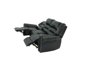 English Elm Plush Power Reclining Sofa Bonded Leather with Usb Charging Nailhead Trim 3 Seat B011P467626