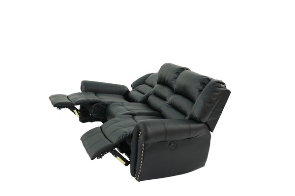 English Elm Plush Power Reclining Sofa Bonded Leather with Usb Charging Nailhead Trim 3 Seat B011P467626