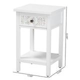 Baxton Studio Yelena Classic and Traditional White Finished Wood 1-Drawer End Table