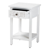 Baxton Studio Yelena Classic and Traditional White Finished Wood 1-Drawer End Table