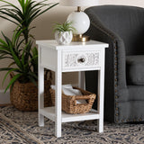 Baxton Studio Yelena Classic and Traditional White Finished Wood 1-Drawer End Table