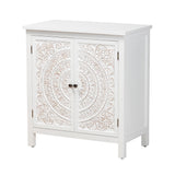 Yelena Classic and Traditional White Finished Wood 2-Door Storage Cabinet