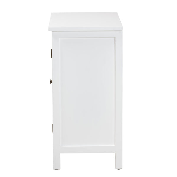 Baxton Studio Baxton Yelena Elegant White Wood 2-Door Storage Cabinet with Classic Design for Home Organization JY23A004-Wooden-Storage Cabinet