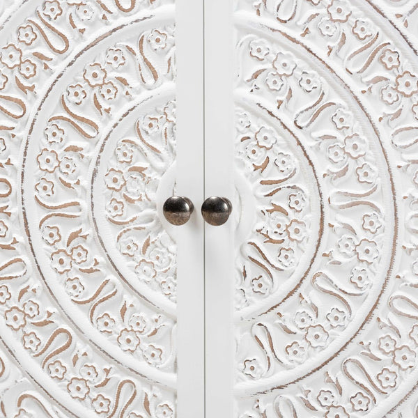 Baxton Studio Baxton Yelena Elegant White Wood 2-Door Storage Cabinet with Classic Design for Home Organization JY23A004-Wooden-Storage Cabinet