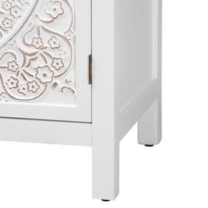 Baxton Studio Baxton Yelena Elegant White Wood 2-Door Storage Cabinet with Classic Design for Home Organization JY23A004-Wooden-Storage Cabinet
