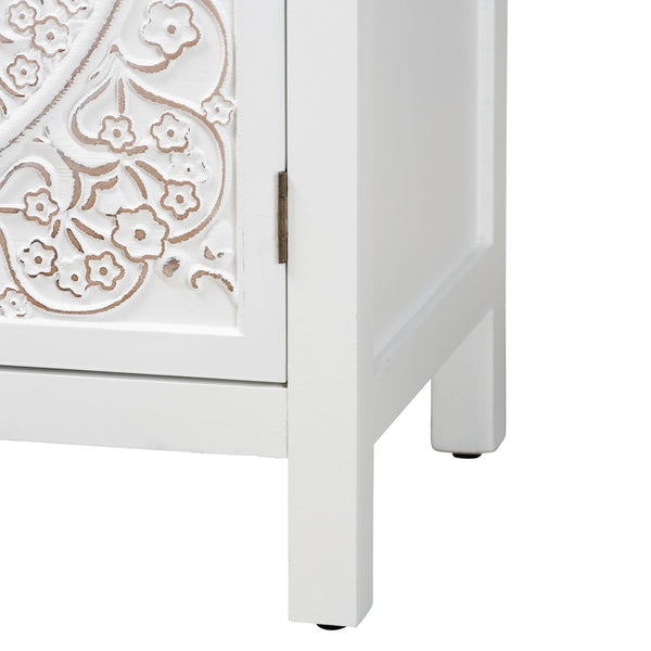 Baxton Studio Baxton Yelena Elegant White Wood 2-Door Storage Cabinet with Classic Design for Home Organization JY23A004-Wooden-Storage Cabinet