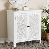 Baxton Studio Yelena Classic and Traditional White Finished Wood 2-Door Storage Cabinet