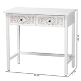 Baxton Studio Yelena Classic and Traditional White Finished Wood 2-Drawer Console Table