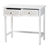 Baxton Studio Yelena Classic and Traditional White Finished Wood 2-Drawer Console Table