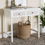 Baxton Studio Yelena Classic and Traditional White Finished Wood 2-Drawer Console Table