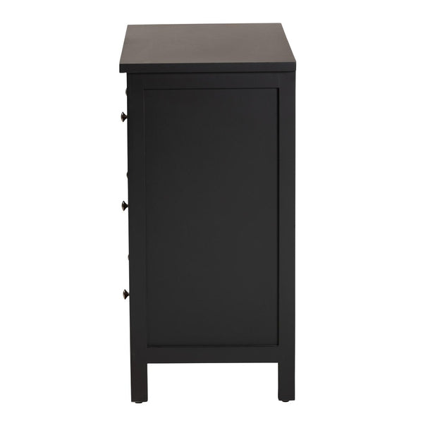 Baxton Studio Baxton Studio Yelena Elegant Black 3-Drawer Wood Storage Cabinet for Stylish Home Organization JY23A006-Wooden-Storage Cabinet