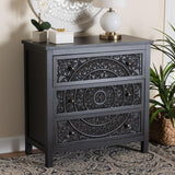 Baxton Studio Yelena Classic and Traditional Black Finished Wood 3-Drawer Storage Cabinet