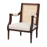 bali & pari Garridan Traditional French Beige Fabric and Finished Wood Accent Chair