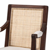 bali & pari Garridan Traditional French Beige Fabric and Dark Brown Finished Wood Accent Chair