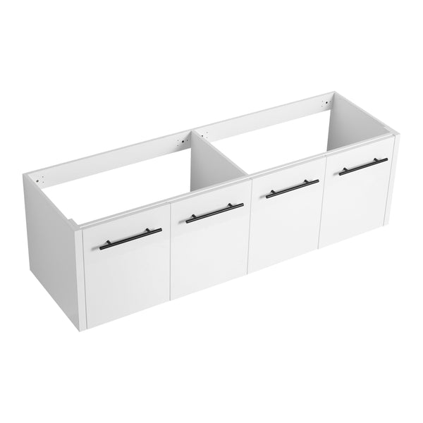 English Elm 60 Inch Wall-mounted Bathroom Vanity Cabinet with Soft-Close Doors, Eco Plywood, Scratch & Water-Resistant Finish Glossy White W999P208036