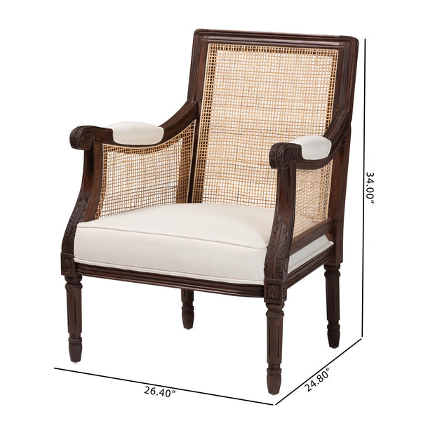 bali & pari Desmond Traditional French Beige Fabric and Dark Brown Finished Wood Accent Chair
