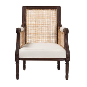 bali & pari Desmond Traditional French Beige Fabric and Dark Brown Finished Wood Accent Chair