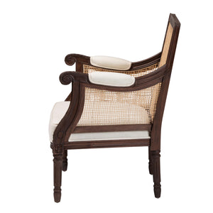 bali & pari Desmond Traditional French Beige Fabric and Dark Brown Finished Wood Accent Chair