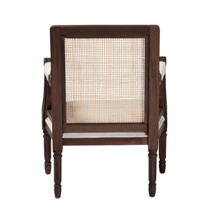 bali & pari Desmond Traditional French Beige Fabric and Dark Brown Finished Wood Accent Chair
