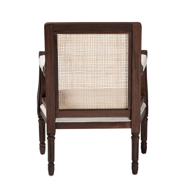 bali & pari Desmond Traditional French Beige Fabric and Dark Brown Finished Wood Accent Chair