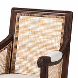 bali & pari Desmond Traditional French Beige Fabric and Dark Brown Finished Wood Accent Chair
