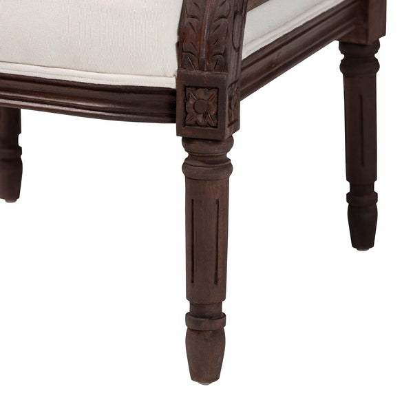 bali & pari Desmond Traditional French Beige Fabric and Dark Brown Finished Wood Accent Chair