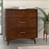 IDEAZ 1333APB Walnut Mid Century Modern 3 Drawer Small Chest Walnut 1333APB