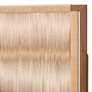 Baxton Studio bali Holitz Modern Bohemian Queen Headboard in Walnut Bayur Wood with Woven Rope Detail, Adjustable Holtiz-Medium tone (NAT02)-Headboard Queen