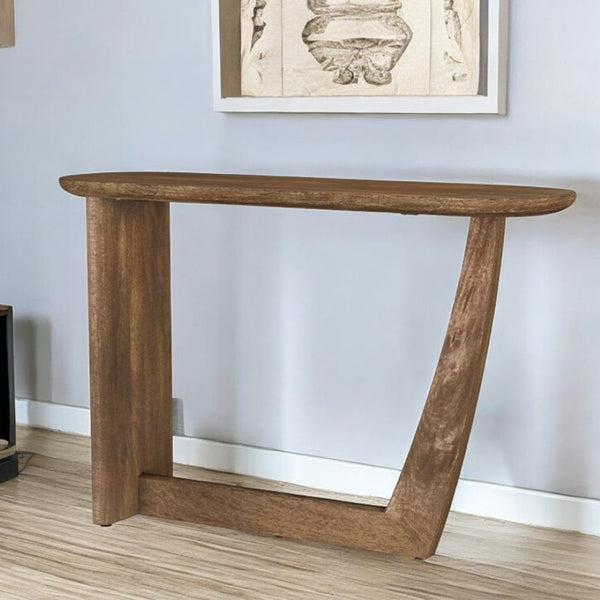 English Elm Oval Solid Mango Wood Console Table – Modern Entryway Design With Sculptural Form & Warm Finish B016P384771-GIGA