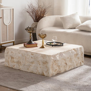 English Elm Mgo Mid-Century Round Coffee Table With Faux Stone Finish - Stylish, Durable & No Assembly Needed! W3081P344023